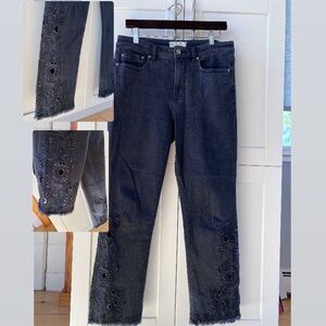 Free People Eyelet Cutout Distressed Jeans
